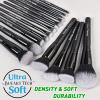 Bueart Design 19Pcs ULTRA SOFT Black labeled DENSE HAIR Makeup Brushes set Contains large powder Flat Foundation Ultimate Blending Make up Brush set Blush Face Brush Concealers contour Eyeshadow view 3
