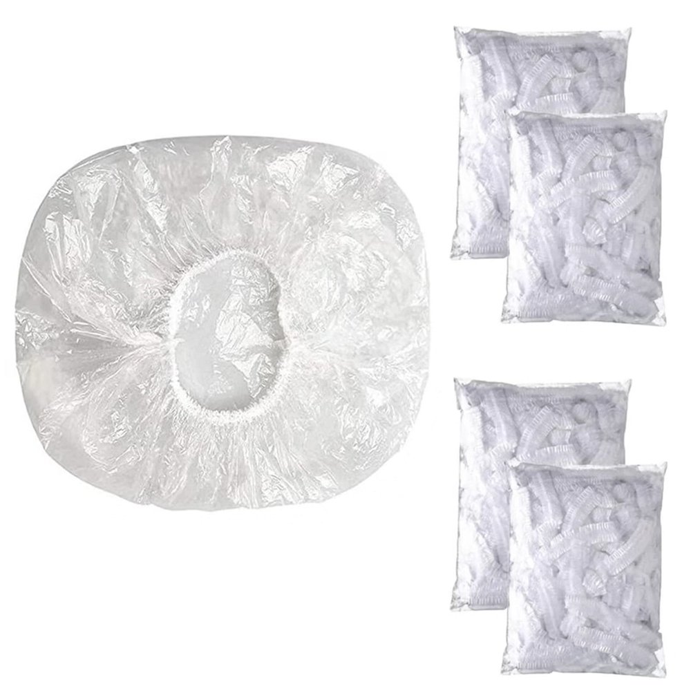 500PCS Disposable Shower Caps, Clear Plastic Elastic Bath Cap Waterproof Bath Hair Cap for Women Spa,Hotel and Hair Salon