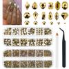qiipii Old Golden Nail Rhinestones 120 Multi Shapes Flatback Gems K9 Glass Stones Metallic Gold Round Beads Diamonds Jewels Crystals w Pick Pen Charms for Nails Faces Eyes Makeup Crafts Clothes Shoes view 1