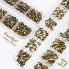 qiipii Old Golden Nail Rhinestones 120 Multi Shapes Flatback Gems K9 Glass Stones Metallic Gold Round Beads Diamonds Jewels Crystals w Pick Pen Charms for Nails Faces Eyes Makeup Crafts Clothes Shoes view 2