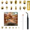 qiipii Old Golden Nail Rhinestones 120 Multi Shapes Flatback Gems K9 Glass Stones Metallic Gold Round Beads Diamonds Jewels Crystals w Pick Pen Charms for Nails Faces Eyes Makeup Crafts Clothes Shoes view 3