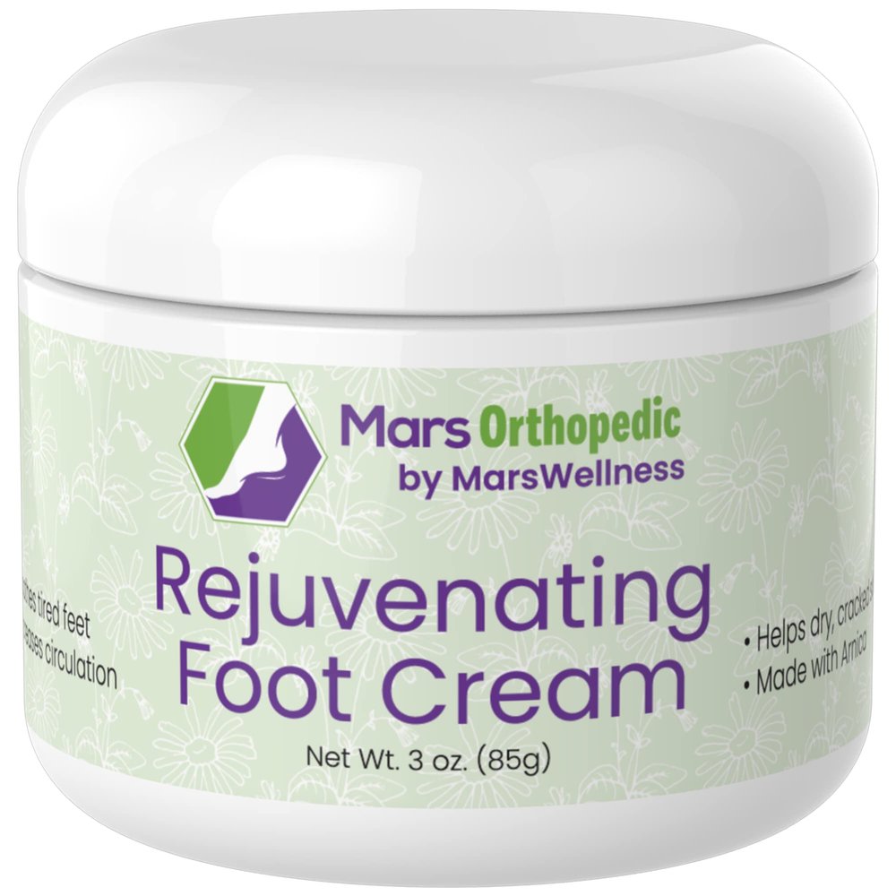 Mars Orthopedic Rejuvenating Foot Cream for Dry Cracked Heels and Feet, Diabetic Foot Lotion - Natural Fast Acting Moisturizing Diabetic Foot Cream For Dry Cracked Feet  Made in the USA  3 Ounces