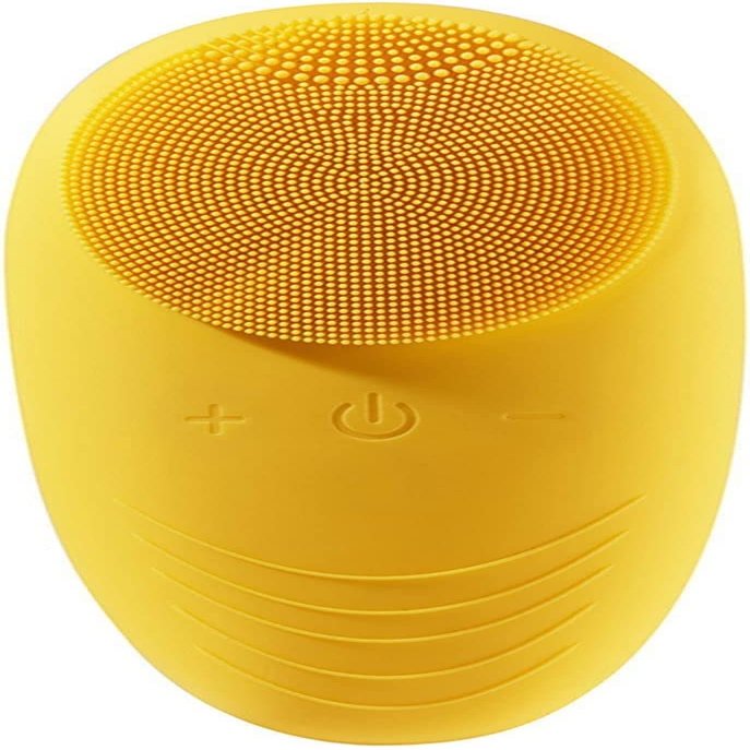 DULASP Facial Cleansing Brush, Electric Silicone Face Scrubber, Rechargeable Waterproof Facial Skin Cleaning Brush with Intelligent Light Reminder (Color : Yellow)