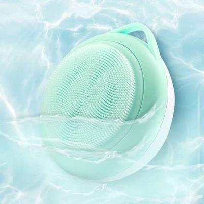 DULASP Round Facial Cleansing Brush, Soft Silicone Waterproof Face Cleansing Instrument, High Frequency Vibration Electric Wash Brush, for Skin Exfoliation, Deep Cleansing (Color : Green)