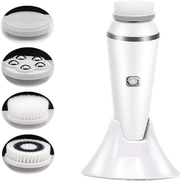 DULASP New 4-in-1 Electric Cleansing Brush, Waterproof Beauty Facial Silicone Pore Cleaner