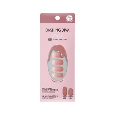 Dashing Diva Glaze Nail Strips - Jelly Glaze | Works with Any LED Nail Lamp | Long Lasting, Chip Resistant, Semicured Gel Nail Strips | Contains 34 Salon Quality Nail Wraps, 2 Prep Pad, 1 Nail File