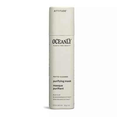ATTITUDE Oceanly Face Mask Stick, EWG Verified, Plastic-free, Plant and Mineral-Based Ingredients, Vegan and Cruelty-free Beauty Products, PHYTO CLEANSE, Unscented, 1 Ounce
