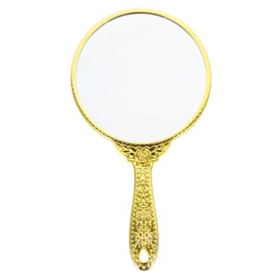 Minkissy Vintage Hand Mirror - Golden Retro Handheld Makeup Mirror for Travel & Home Salon