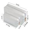 2pcs set PU Leather Cosmetic Bag for Women Minimalism Makeup Bag for Daily Use Portable Storage Purse Small Neat Cosmetic Pouch Water-resistant Toiletry Bag for Travel (Silver) view 2