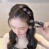 4 Pieces Rhinestones Crystal Bangs Braided Hair Clips with 3 Small Clips for Women Girls Side Barrettes Duckbill Headwear (Flower A) view 3