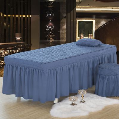 ZYFAB Quilted Beauty Bedskirt,Solid Salon Massage Table Bed Sheet Bedspread Massage Sheet SPA Bed Full Cover with Skirt,H,80 * 190cm