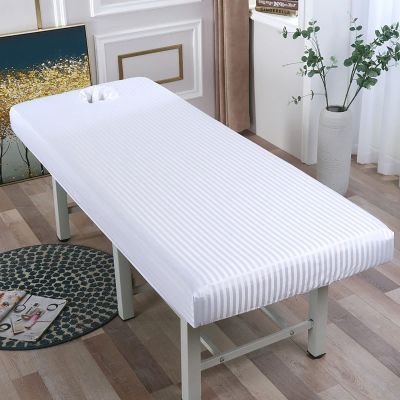 ZYFAB Massage Table Sheet, Massage Couch Fitted Sheets for Beauty Salon Spa Forepart Hole Elastic All-Round Wrap Massage Bed Cover,White,185x70cm