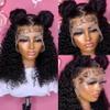 13x6 Deep Wave Bob Wigs Pre Plucked With Baby Hair Water Curly HD Transparent Lace Front Human Hair Wig for Women Brazilian Remy Hair Bleached Knots Glueless Natural Hairline 150% Density 10 Inch view 2