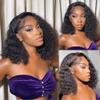 13x6 Deep Wave Bob Wigs Pre Plucked With Baby Hair Water Curly HD Transparent Lace Front Human Hair Wig for Women Brazilian Remy Hair Bleached Knots Glueless Natural Hairline 150% Density 10 Inch view 4
