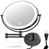 Gospire 9 Wall Mounted Lighted Magnifying Mirror, 1X/10X Magnification Double-Sided LED Bathroom Mirror, 3 Color Lights & Stepless Dimming with Touch Sensor, Extendable Arm 360 Swivel for Shaving view 1