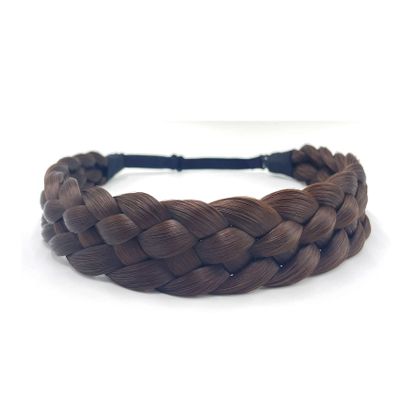 STHEJFB Braided Headband 5 Strands Synthetic Classic Chunky Elastic Braid Headband Women Ms Bohemian Trendy Hair Braid (brownish black)
