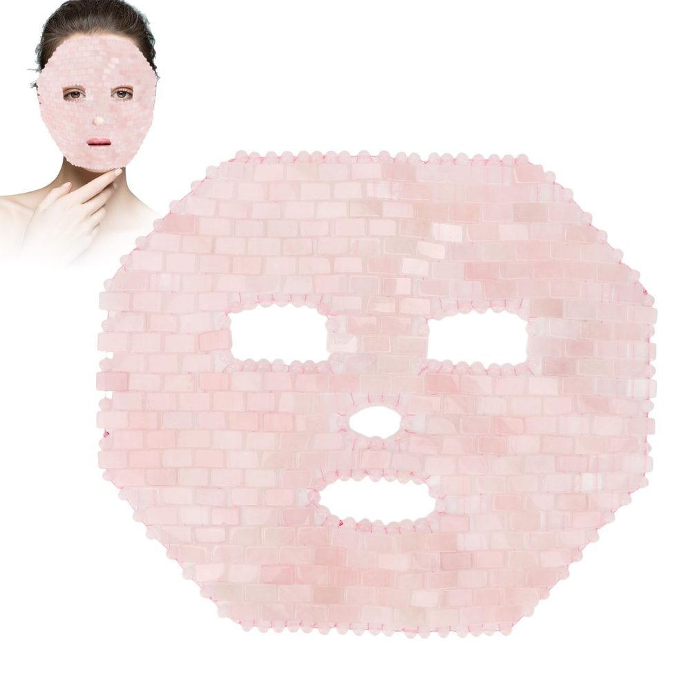 Face Eye Mask Jadestone Cover Face Massage Jadestone Sleeping Cover for Spa Dark Circles (Rose Quartz)