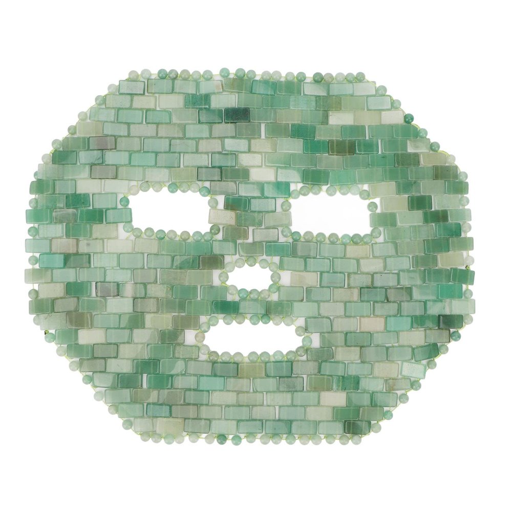 Face Eye Mask Jadestone Cover Face Massage Jadestone Sleeping Cover for Spa Dark Circles (Fuchsite Quartzite)