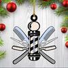 Personalized Barber Box Car Ornament, Barber Keychain, Gift for Him Barber Shop Owner, Custom Name Barber Ornament for Christmas Tree, Barber Shop Gift view 1