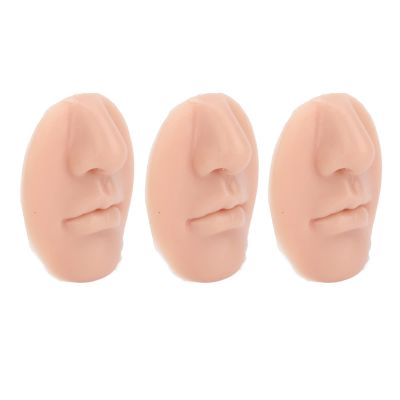 3pcs Silicone Nose Model, Fake Nose Lips, Piercing Practice Body Parts, Soft Elastic Reusable Piercing Nose Mannequin Teaching Tool (Medium Skin Color)