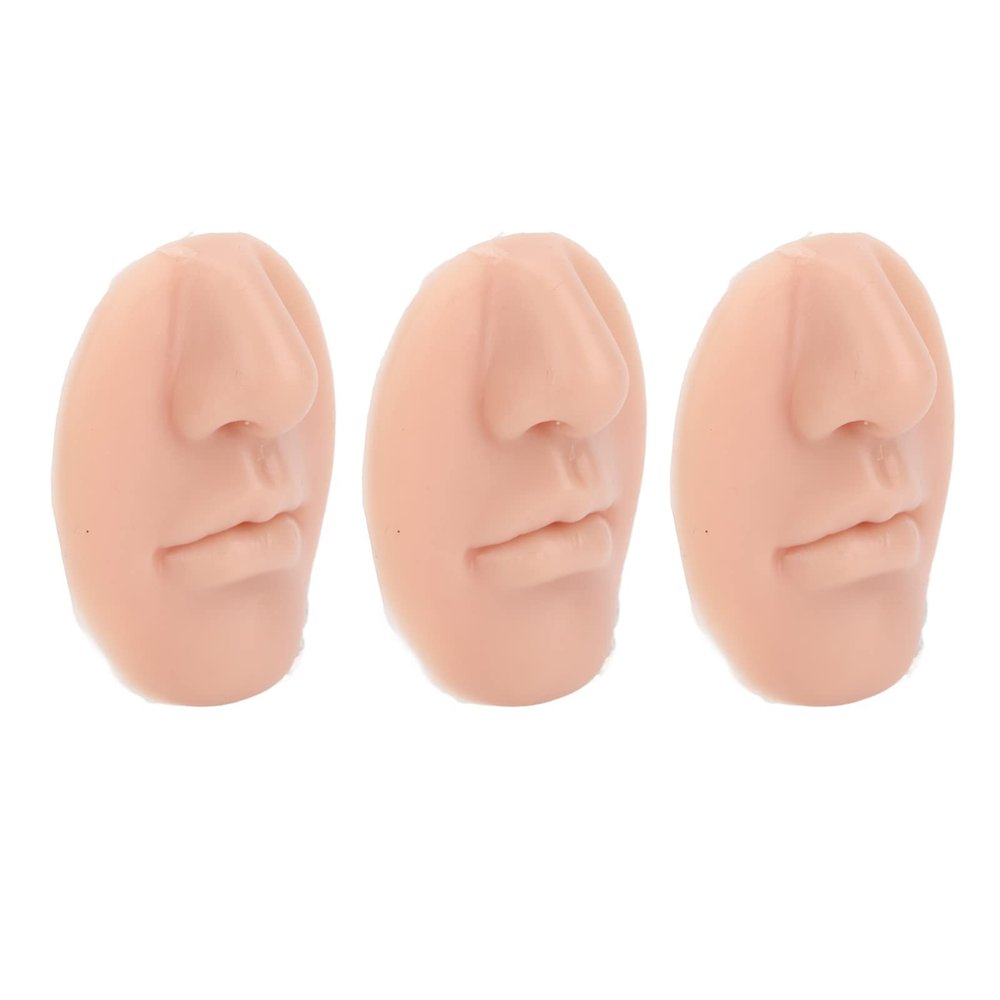 3pcs Silicone Nose Model, Fake Nose Lips, Piercing Practice Body Parts, Soft Elastic Reusable Piercing Nose Mannequin Teaching Tool (Medium Skin Color)