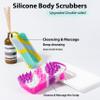 2 PC Silicone Body Scrubber, 2 in 1 Exfoliating Shower Bath Scrubber, Soft Silicone Loofah for Sensitive Skin, Shower Hair Scalp Massager, Easy to Clean, Lather Well (Purple & Yellow) view 2