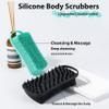 2 PC Silicone Body Scrubber, 2 in 1 Exfoliating Shower Bath Scrubber, Soft Silicone Loofah for Sensitive Skin, Shower Hair Scalp Massager, Easy to Clean, Lather Well (Black&Green) view 2