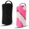 2 PC Silicone Body Scrubber, 2 in 1 Exfoliating Shower Bath Scrubber, Soft Silicone Loofah for Sensitive Skin, Shower Hair Scalp Massager, Easy to Clean, Lather Well (Black&Purple) view 1