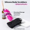 2 PC Silicone Body Scrubber, 2 in 1 Exfoliating Shower Bath Scrubber, Soft Silicone Loofah for Sensitive Skin, Shower Hair Scalp Massager, Easy to Clean, Lather Well (Black&Purple) view 2