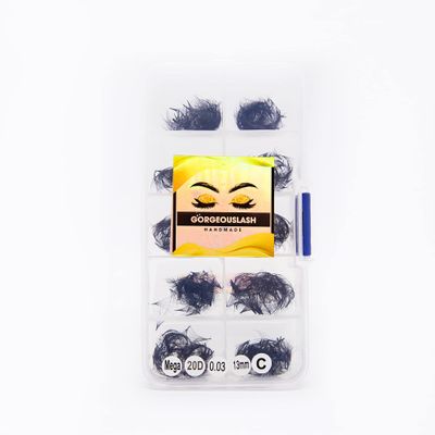 20D, 25D Mega Lashes. 500 Premade Volume Lash Fans. Eyelash Extensions. Handmade! (20D - C Curl - 0.03, 13mm)