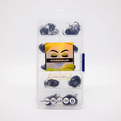 20D, 25D Mega Lashes. 500 Premade Volume Lash Fans. Eyelash Extensions. Handmade! (20D - D Curl - 0.03, 19mm)