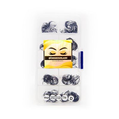 20D, 25D Mega Lashes. 500 Premade Volume Lash Fans. Eyelash Extensions. Handmade! (25D - D Curl - 0.03, 17mm)
