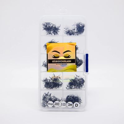 20D, 25D Mega Lashes. 500 Premade Volume Lash Fans. Eyelash Extensions. Handmade! (20D - D Curl - 0.03, 23mm)