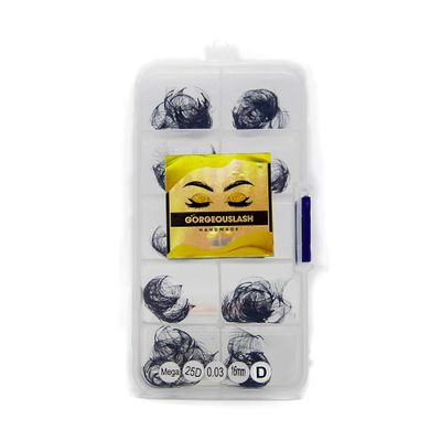 20D, 25D Mega Lashes. 500 Premade Volume Lash Fans. Eyelash Extensions. Handmade! (25D - D Curl - 0.03, 16mm)