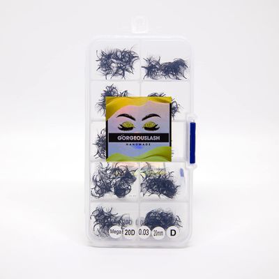 20D, 25D Mega Lashes. 500 Premade Volume Lash Fans. Eyelash Extensions. Handmade! (20D - D Curl - 0.03, 20mm)
