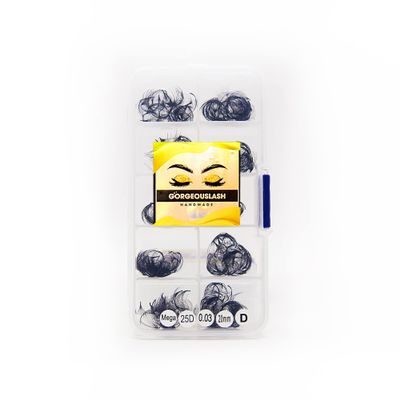 20D, 25D Mega Lashes. 500 Premade Volume Lash Fans. Eyelash Extensions. Handmade! (25D - D Curl - 0.03, 20mm)