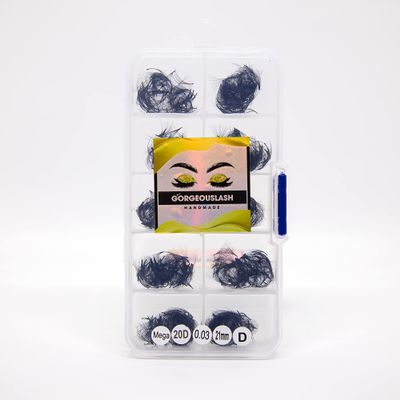 20D, 25D Mega Lashes. 500 Premade Volume Lash Fans. Eyelash Extensions. Handmade! (20D - D Curl - 0.03, 21mm)