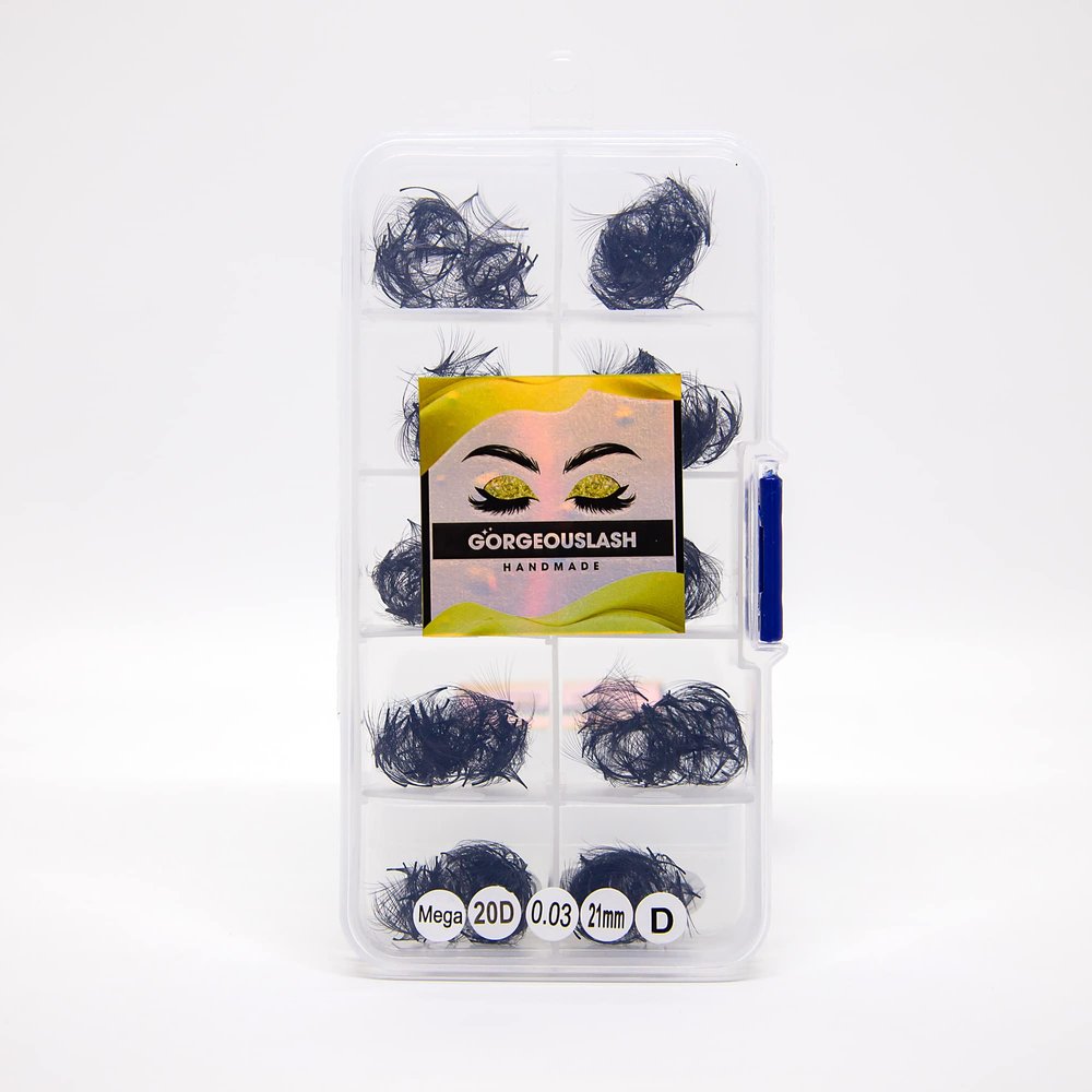 20D, 25D Mega Lashes. 500 Premade Volume Lash Fans. Eyelash Extensions. Handmade! (20D - D Curl - 0.03, 21mm)