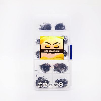 20D, 25D Mega Lashes. 500 Premade Volume Lash Fans. Eyelash Extensions. Handmade! (20D - C Curl - 0.03, 14mm)