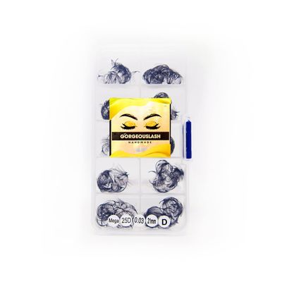 20D, 25D Mega Lashes. 500 Premade Volume Lash Fans. Eyelash Extensions. Handmade! (25D - D Curl - 0.03, 21mm)