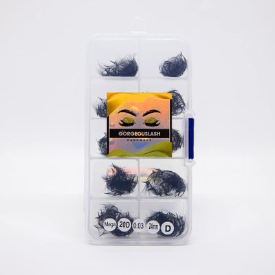 20D, 25D Mega Lashes. 500 Premade Volume Lash Fans. Eyelash Extensions. Handmade! (20D - D Curl - 0.03, 24mm)