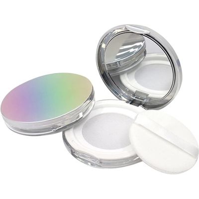 Lurrose Setting 2pcs Loose Compact Container with Puff Empty Portable Plastic Case Loose Compact Case with Mirror Makeup Sponge