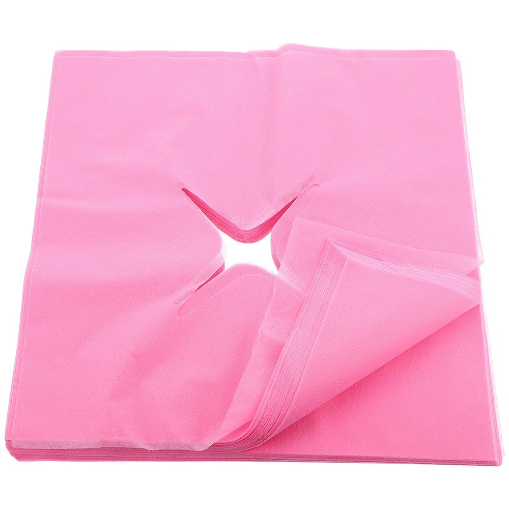 Healifty 100pcs Disposable Headrest Massage Covers Soft Non-Woven Facial Pillow for Spas Salons and Safe and Gentle for Skin Pink Color