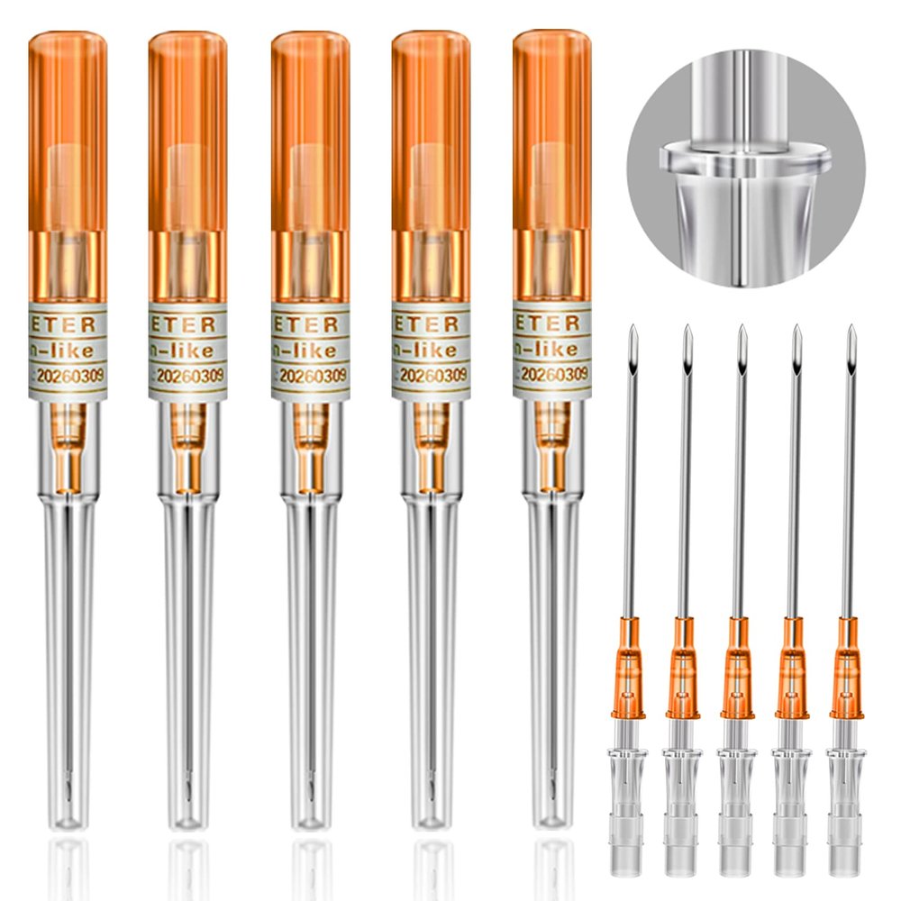 Catheter Needles - Prgislew 5Pcs Catheter Piercing Needles 14G IV Catheter Needles Ear Nose Piercing Needles Hollow Needles for Lip Tongue Belly Navel Nipple Cartilage Piercing Kit