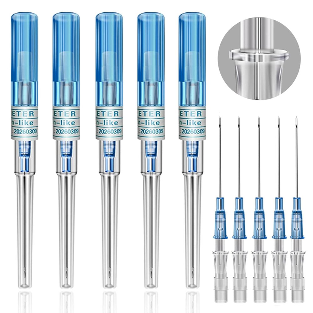 Catheter Needles - Prgislew 5Pcs Catheter Piercing Needles 22G IV Catheter Needles Ear Nose Piercing Needles Hollow Needles for Lip Tongue Belly Navel Nipple Cartilage Piercing Kit