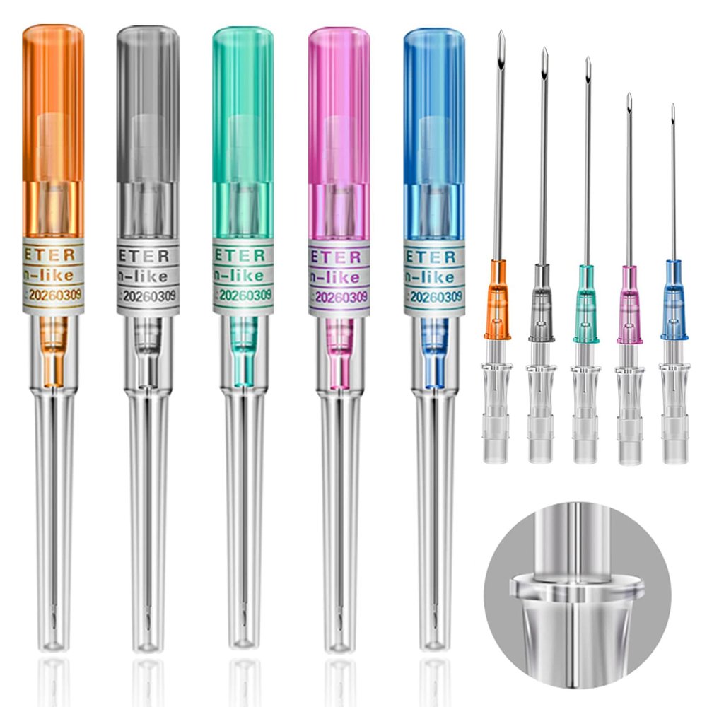 Catheter Needles - Prgislew 5Pcs Mixed Catheter Piercing 14G 16G 18G 20G and 22G Catheter Ear Nose Piercing Hollow for Lip Tongue Belly Nipple Cartilage Piercing Kit