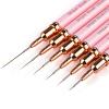 Yasterd Pink Metal Handle Nail Art Brushes, 6pcs Striper Set for Long Lines, Thin Details, Fine Drawing, Delicate Coloring, Elongated Lines, Sizes 5/7/9/11/15/25mm view 1