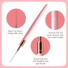 Yasterd Pink Metal Handle Nail Art Brushes, 6pcs Striper Set for Long Lines, Thin Details, Fine Drawing, Delicate Coloring, Elongated Lines, Sizes 5/7/9/11/15/25mm view 2