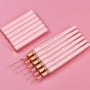 Yasterd Pink Metal Handle Nail Art Brushes, 6pcs Striper Set for Long Lines, Thin Details, Fine Drawing, Delicate Coloring, Elongated Lines, Sizes 5/7/9/11/15/25mm view 4