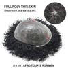 14mm Afro Wave Toupee for Black Men 8X10 Inch All PU Injected Human Hair System Units Kinky Curly Man Wigs Black Men Hair Units view 3